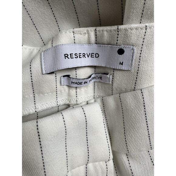 Reserved Clothing Pinstripe Wide Leg Pleated High Rise Trouser Pants Women’s Med - Picture 7 of 7